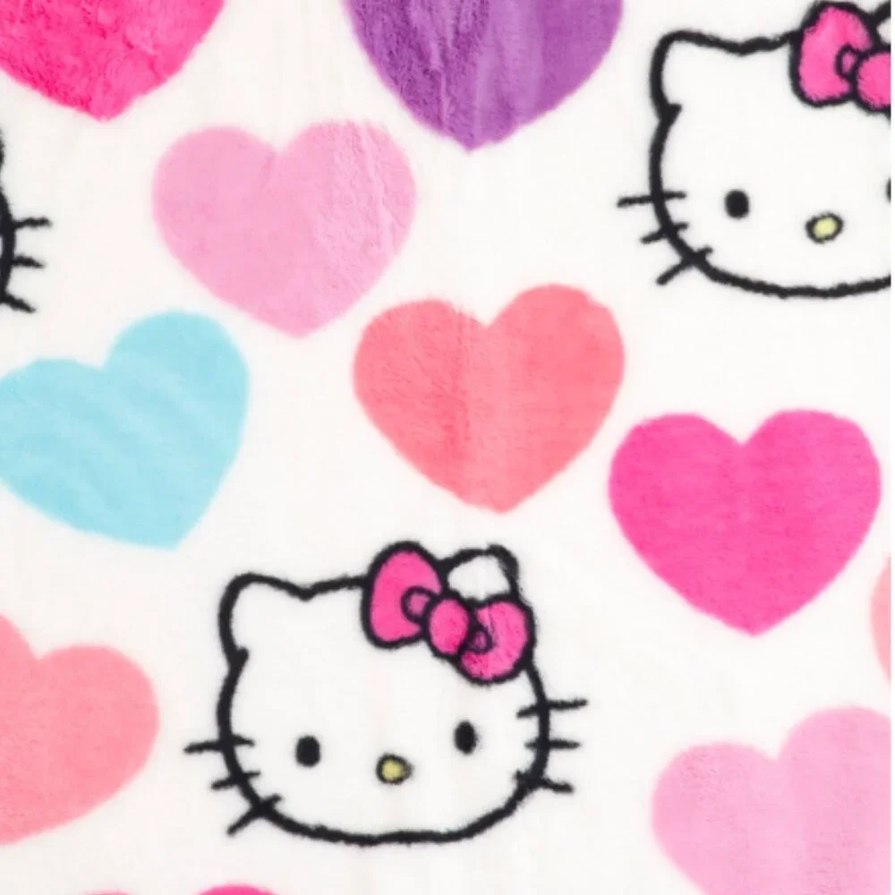 Hello Kitty Lots of Hearts Faux Fur Throw Blanket One Size